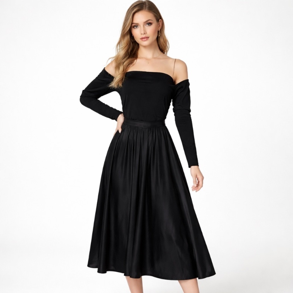 Asos Black Romantic Whimsigoth Pleated Sheer Off The Shoulder Maxi Dress Size 20